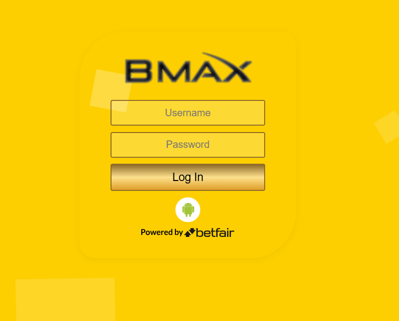 B Max Gold login screen with username and password fields