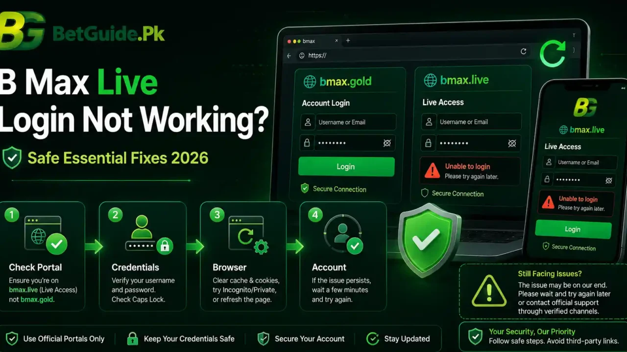 B Max Live login not working troubleshooting guide for Pakistan
